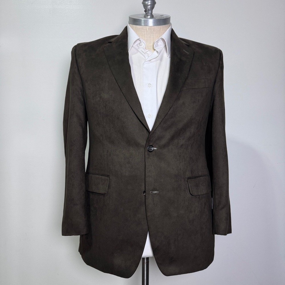 Lauren Ralph Lauren Blazer‎ Mens 40R Brown Solid Faux Suede Two Button Jacket